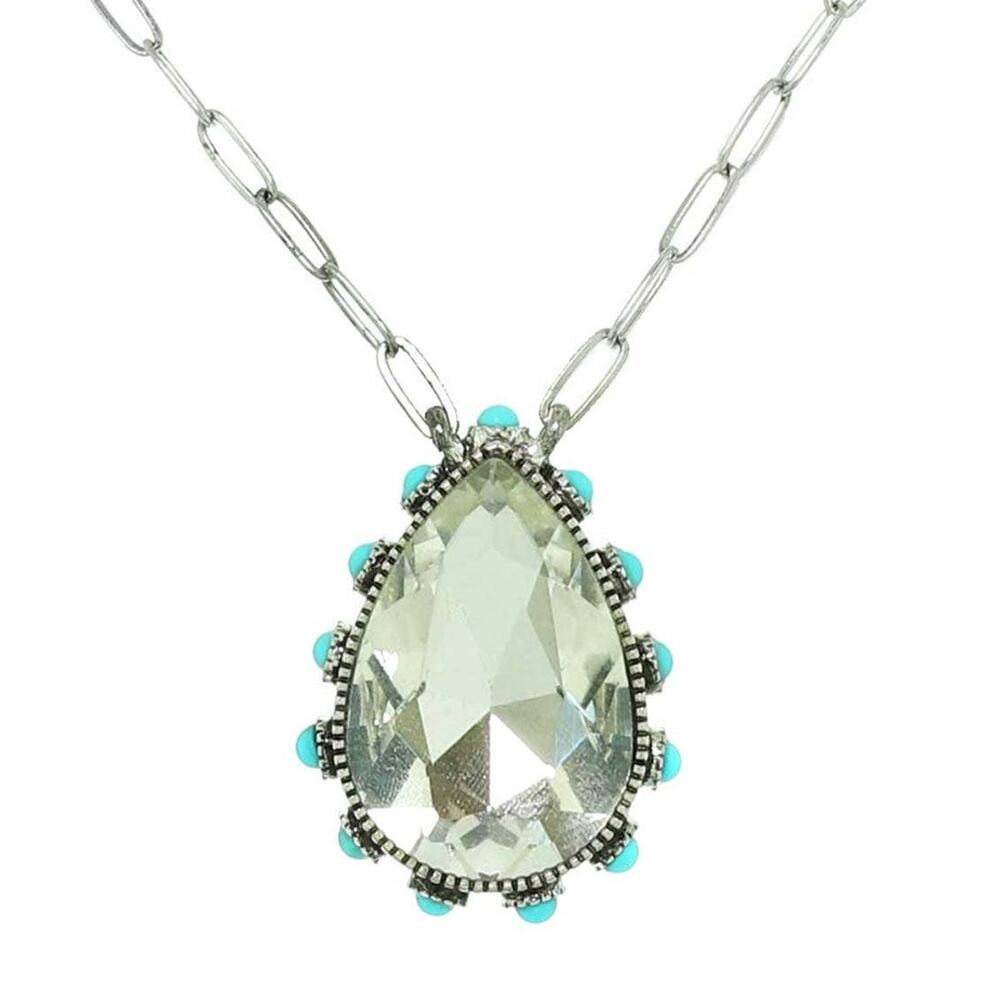 Western Teardrop Turquoise Gemstone Necklace | Crystal